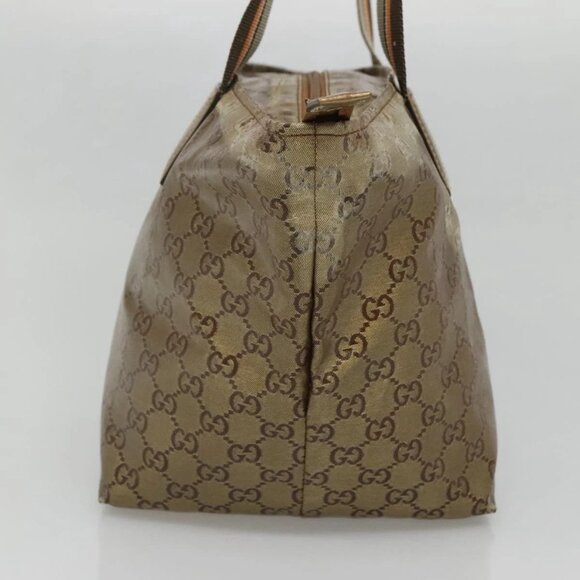 GUCCI GG Canvas GG Crystal Tote Bag Coated Canvas Gold 131230 Auth 140471 - Picture 5 of 16